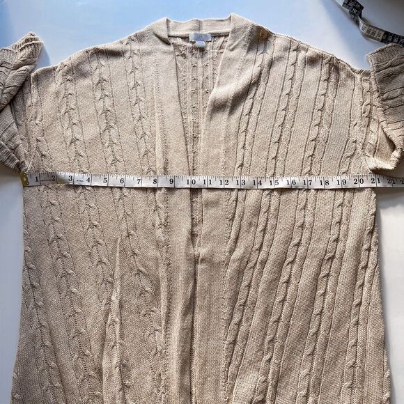 J Jill Open Front Cable Knit Tan Cardigan Size Small - Picture 7 of 7